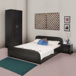  Kurl-on Woodz Queen Size Bed with Wardrobe & Side Table