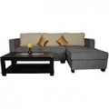 Kurl-on Elegante Lateral + Meridian L-shaped Sectional Sofa (Grey and Cream) 