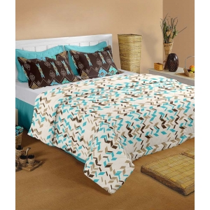  Raymond Home Blue and White Cotton Double Bedsheets with 2 Pillow Covers