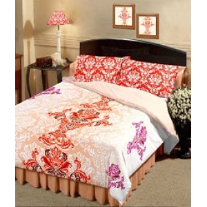  Raymond Home Brown & Purple Printed 3 Double Bed Sheets with 6 Pillow Covers Combo