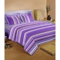  Raymond Home Purple and White Cotton Double Bedsheets with 2 Pillow Covers
