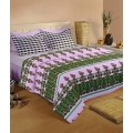  Raymond Home Purple and Green Cotton Double Bedsheets with 2 Pillow Covers