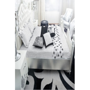 Fancy Black and White Embroidered Printed Bedsheet