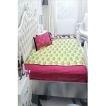 Embroidered Printed Bedsheet,Parrot Green and Black 