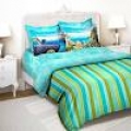  Tangerine Green & Blue Mumbai Themed Single Bedsheet with Pillow Cover