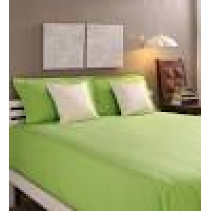  Tangerine Green Cotton King Size Bed Sheet - Set of 3