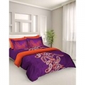  Tangerine Fete Gifting Cotton Double Bedsheet with 2 Pillow Covers - Purple 