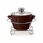 CUOCO ROUND CASSEROLE WITH METAL STAND 1500 ml BROWN