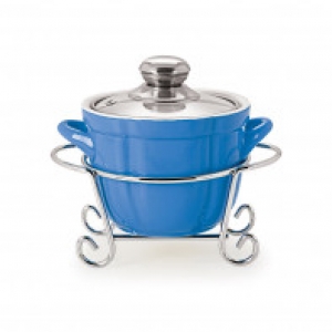 CUOCO ROUND CASSEROLE WITH METAL STAND 1000 ml BLUE