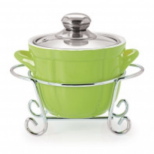 CUOCO ROUND CASSEROLE WITH METAL STAND 1500 ml GREEN